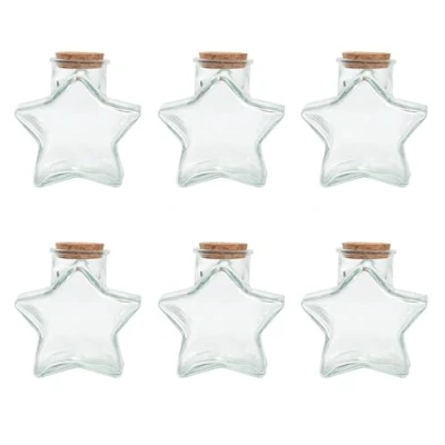 Image of Magic Season Decorative Glass Bottles with Cork Stoppers (10 fl oz. Five Pointed Star / 6 Pcs)