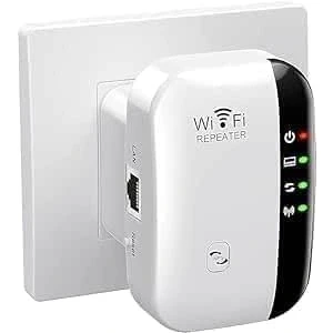 Image of 2025 Newest WiFi Booster, Extender, Repeater, Covers Up to 3750 Sq.ft and 45 Devices, Internet Booster with Ethernet Port, Quick Setup, Home Wireless Signal White