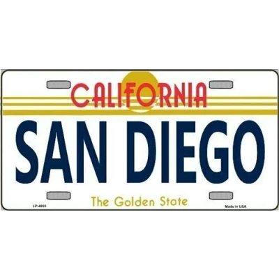Image of San Diego California State Background Vanity Metal License plate sign 6x12 inches