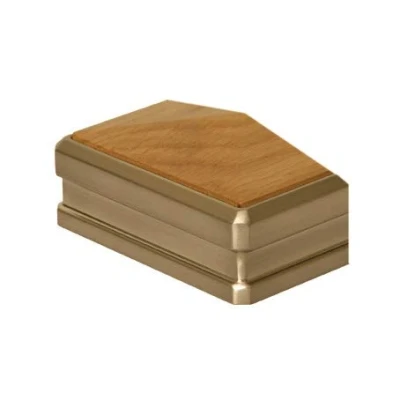 Image of Solution Half Newel Cap rebated to fit a 90mm Post in Oak &amp; Brushed Nickel