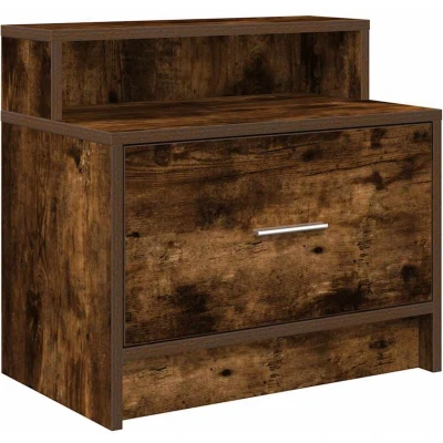 Image of vidaXL Bedside Cabinet with Drawer Smoked Oak 51x31x47 cm