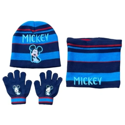 Image of Disney Mickey Mouse 3 Piece Matching Hat and Gloves Set Children&#039;s Accessories One Size, blue, Size