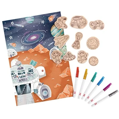 Image of Hape E1078 Painting and Play Set, Mars Space Life, Storytelling DIY Magnets