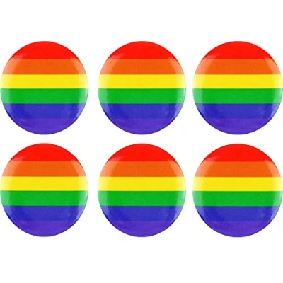 Image of HENBRANDT 6 x Adults Rainbow Button Pin Gay Pride Badge LGBT Flag Freedom Event March Accessory
