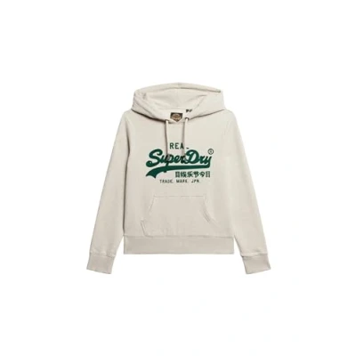 Image of Superdry Women&#039;s Embroidered Vl Graphic Hoodie Sweatshirt, Oat Cream Marl, UK 8