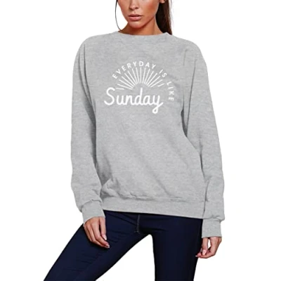 Image of HotScamp Everyday is Like Sunday Women&#039;s Sweatshirt Heather Grey XX Large