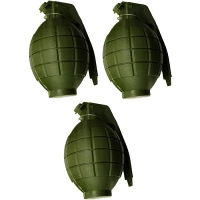Image of Toyland® Pack of 3 Kids Army Toy GREEN Hand Grenades With Flashing Light &amp; sound Role Play