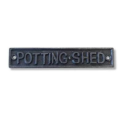 Image of Cast Iron Antique Style Potting shed Garden Door Wall Plaque Sign Allotment Gifts Signs for The Best Gardening Women and Men