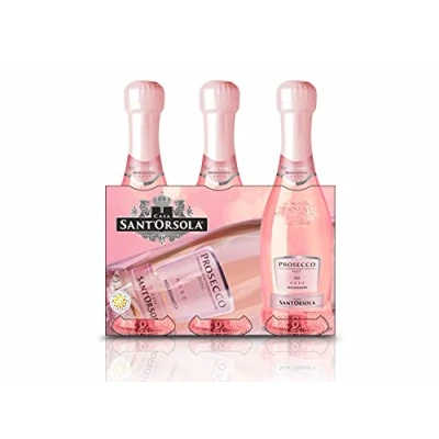 Image of Sant&#039;Orsola Prosecco DOC Extra Dry Millesimato Rosè Sparkling Italian Wine Baby Pack, 3 x 200ml