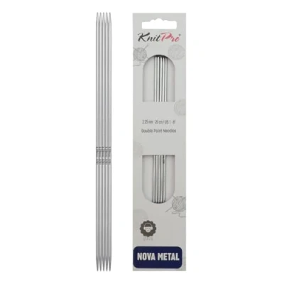 Image of KnitPro Nova Double Pointed Needles 20cm x 2.25mm Ended Knitting Pins, Set of 5, Silver