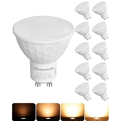 Image of DEWENWILS 10 Pack GU10 LED Bulbs Dimmable, Warm White 2700K, 5W(50W Halogen Replacement), 120 Wide Beam Kitchen Spot Lights for Ceiling, 350LM Energy Saving Light Bulb Lamp, CRI 80+