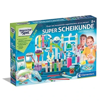 Image of Clementoni 56172 Science &amp; Game Super Chemistry Dutch Language, Scientific Experiments, Educational Games 8 12 Years, Made in Italy