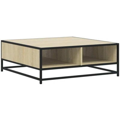 Image of vidaXL Coffee Table Sonoma Oak 80x80x30 cm Engineered Wood and Metal