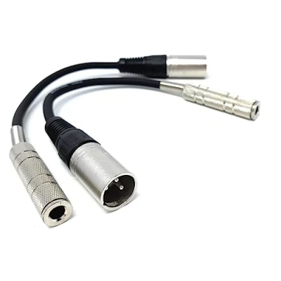 Image of DRUT 2pcs XLR 3 pin Male Plug to 6.35mm Stereo Socket Female Adapter Audio Cable Lead