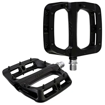 Image of HT Components PA03A Flat MTB Pedals Black/Bicycle Cycling Cycle Bike Mountain Wide Platform Dirt Jump Hybrid Trail Enduro Freeride Downhill Grip Nylon Part Riding Ride Cro mo Axle Pair Race