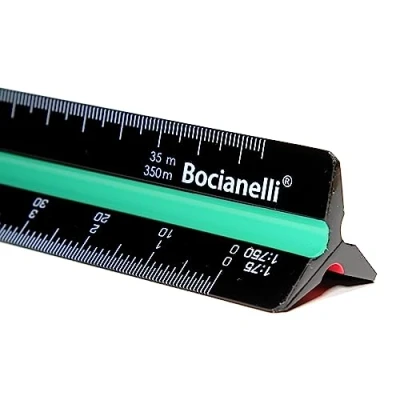 Image of Bocianelli Plastic Scale Ruler 30cm 1:10 1:20 1:25 1:50 1:75 1:100 1:125 1:200 1:250 1:500 1:750 1:1250 Black Metric for Architects Engineers Architecture Technical Drawing