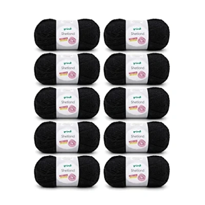Image of Gründl Shetland Wool (fashionable and soft knitting yarn made of 80% polyacrylic 20% wool, 100 g / 170 m, needle size: 7 8, 10 x g), Black