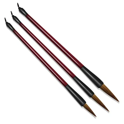 Image of Thatyro 3 Sizes Chinese Calligraphy Brush Set, Kanji Sumi Drawing with Resin Handle, Professional Traditional Painting for Beginners Students (3 PCS)