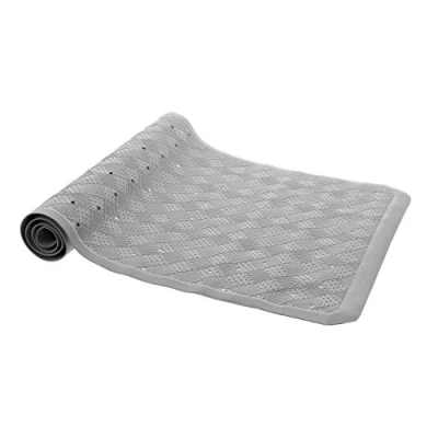 Image of Anti Fungal Non Slip Shower or Bath Mat with Suction Cups and Drainage Holes, Resistant Tread, Made From Rubber Vinyl Mat, Slate