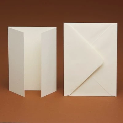 Image of 50 A6 Blank GATEFOLD Cards and Smooth C6 Envelopes (Ivory Cards)
