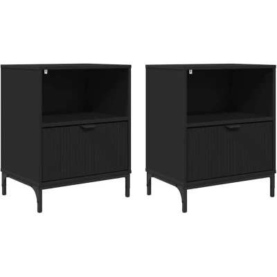 Image of vidaXL Bedside Tables 2 pcs Black 49 x 36 61 cm Engineered wood