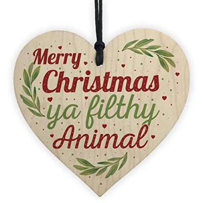 Image of RED OCEAN Christmas Filthy Animal Novelty Tree Decoration Wooden Bauble Friendship Secret Santa Stocking Gift