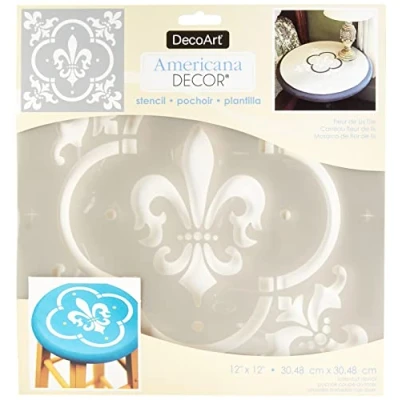 Image of Deco Art Plastic Americana Stencil 12 inch x Fleur De Lis Tile
