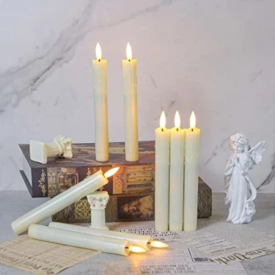 Image of LED Candles Taper 19CM H, Flameless Candles, Battery Operated Candle Lights, Long for Table Christmas Birthday Party Wedding Home Church, White (Pack of 6 + Remote)