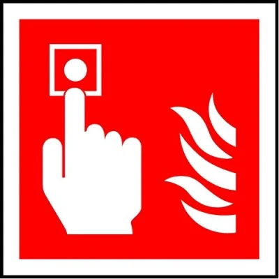 Image of ISO Safety Label Sign International Fire Alarm Call Point Symbol Self Adhesive Sticker 100mm x
