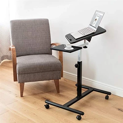 Image of Tatkraft Vanessa Desk for Laptop, Solid and Superior Stability, Laptop Table Stand on Wheels, Ergonomic Adjustable with Mouse Board