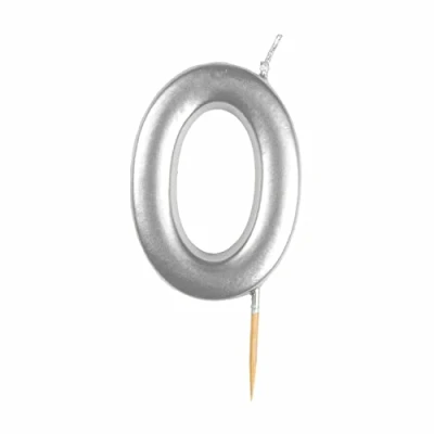 Image of amscan 9911814 Silver Numerical Candle 0
