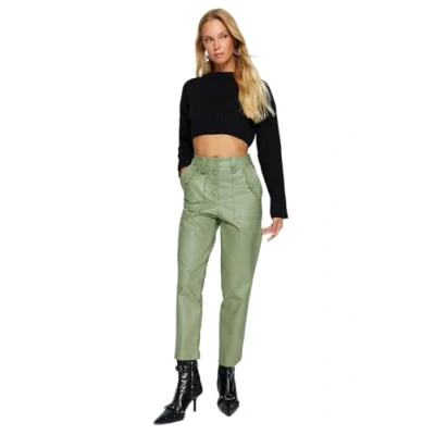 Image of Trendyol Women&#039;s Damen Gerade Normale Taille Hose Shorts, Khaki, 10