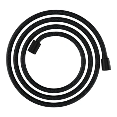 Image of hansgrohe Designflex universal fit textile shower hose 2,00 m, tangle free, flexible head anti kink, incl. sealing rings, matt black, 28230670