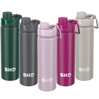 Image of SHO Stainless Steel Sports Bottle Leak Proof, BPA Free, No Sweat, Vacuum Insulated Double Walled Metal Flask Water 12 Hours Hot 24 Cold (660ml Pale Lavender)