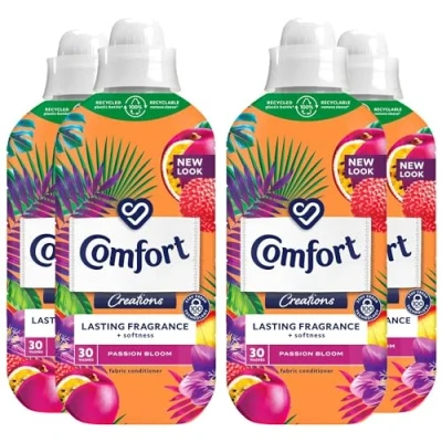 Image of Comfort Creation Concentrated Fabric Conditioner with 100 Days of Long Lasting Fragrance and Softness Intense Liquid Softener 30 Washes, 900 ml (Passion Bloom, Buy 4)