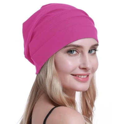 Image of osvyo Cotton Chemo Hats Soft Caps Cancer Headwear for Women Hair Loss Sealed Packaging, FUSCIA PINK, One Size
