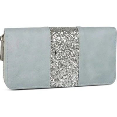 Image of styleBREAKER Wallet with Surrounding Sequin Stripes, Zipper, Wallet, Women 02040056, Colour:Light Blue/Silver