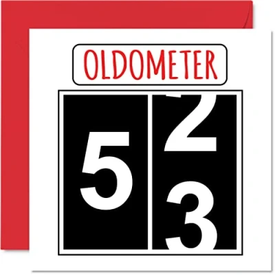 Image of Fun 53rd Birthday Cards for Men Woman Oldometer Happy Card Dad Mum Grandad Nanny Grandma Uncle Auntie Cousin Friend, 145mm x Greeting Cards,