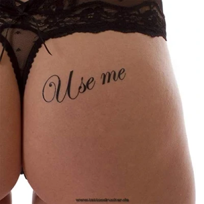 Image of 5 x &quot;Use Me&quot; temporary tattoo lettering in black Fetish kinky (5)