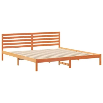 Image of vidaXL with Headboard Wax brown 200 x 210 cm Solid pine wood