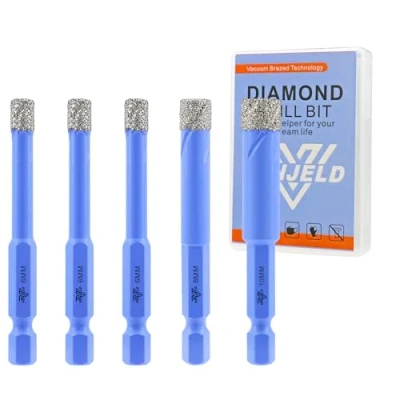 Image of Dry Diamond Drill Bits Set 6/6/6/8/10mm 5Pcs Tile Hole Saw Kit for Ceramic Porcelain Marble Granite Quick Change Hex Shank with Storage Case