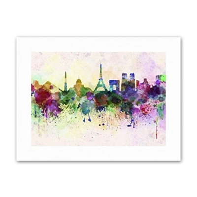 Image of Wee Blue Coo Cityscape Paint Splash Skyline Paris Painting Canvas Art Print