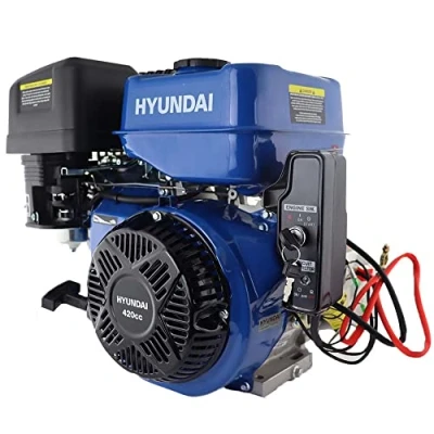 Image of Hyundai 420cc 14hp 25mm Electric Start Horizontal Straight Shaft Petrol Replacement Engine, 4 Stroke, OHV