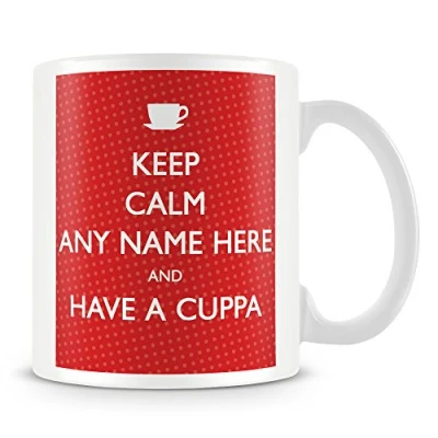 Image of Personalised Keep Calm and Have a Cuppa Mug/Cup Add Name Red