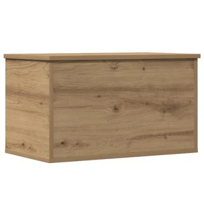 Image of vidaXL Artisan Oak Storage Box/Trunk with Lid 60x35x35 cm Solid Wood Brown Decorative Home Chest for Living Room/Bedroom