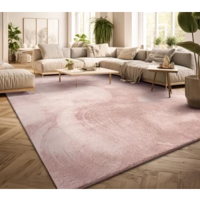 Image of TT Home Large Rug Short Pile Monochrome Modern Design Washable Yellow Gold, colour: Rose, Size:200 cm Square