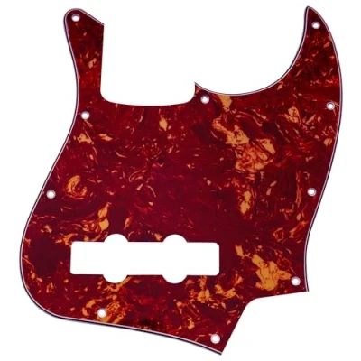 Image of Musiclily 10 Hole J Bass Pickguard for Fender American/Mexican Made Standard Jazz Bass, 4Ply Vintage Tortoise