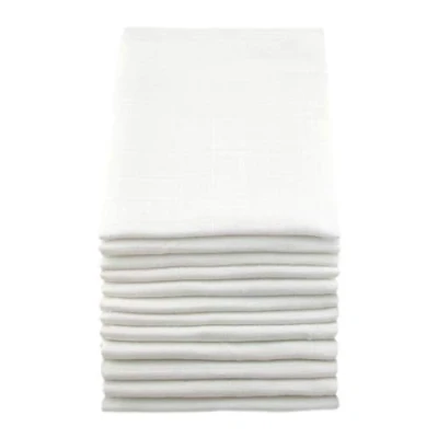 Image of MuslinZ Baby Muslin Squares Burp Cloths 12 Pack White, 100% Pure Cotton, 70cms, Essential, Soft Breathable and Absorbent