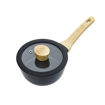 Image of MasterChef Non Stick Saucepan for Induction Hobs 18cm Sauce Pot with Lid All Cooking Surfaces, Swiss Engineered Aluminium Pan Scratch Resistant, Nonstick Coating