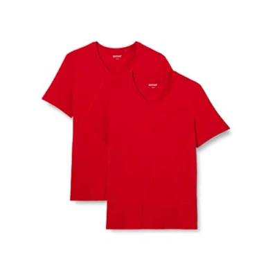Image of MUSTANG Men&#039;s 2 pack V neck T Shirt, Chili Pepper 7189, M